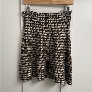 Max Studio Houndstooth Skater Skirt - Brown and cream